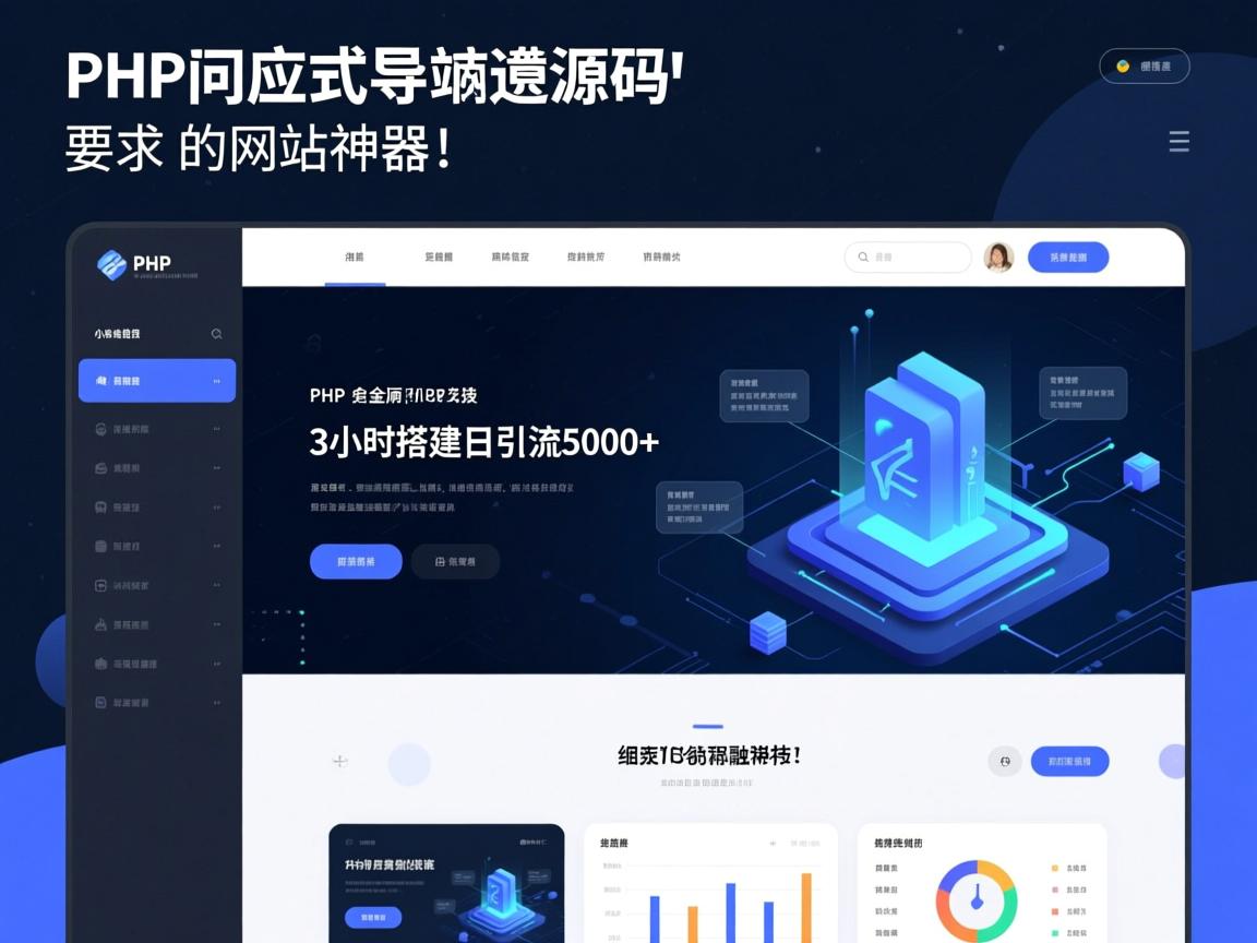 PHP响应式导航源码，3小时搭建日引流5000+的网站神器！