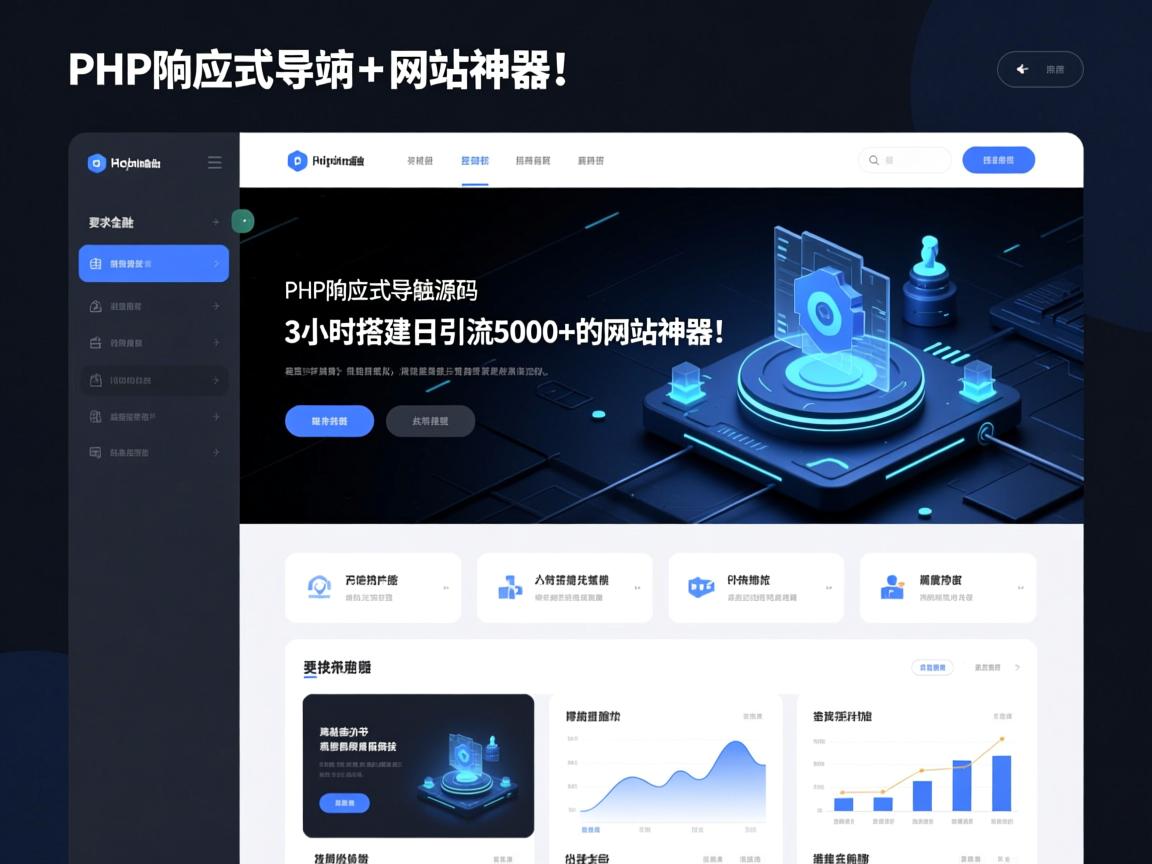 PHP响应式导航源码,3小时搭建日引流5000+的网站神器!