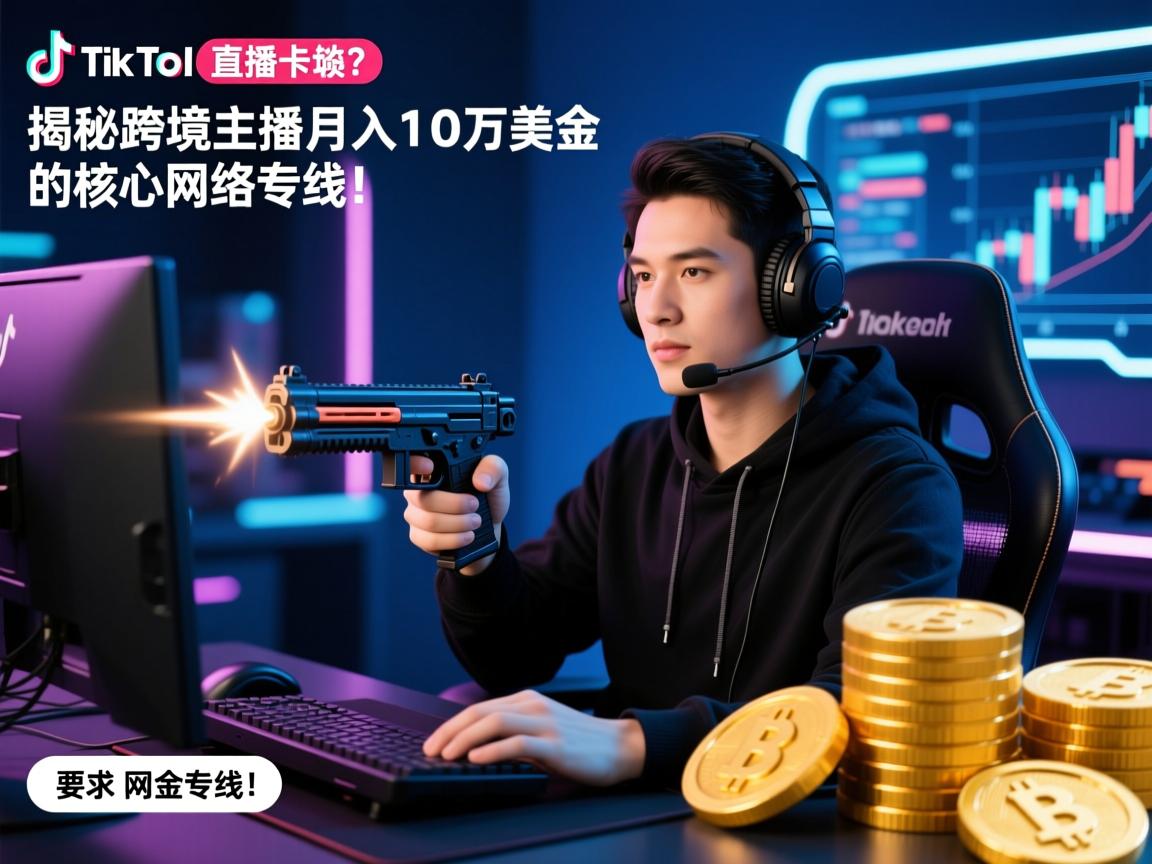 TikTok直播卡顿？揭秘跨境主播月入10万美金的核心武器，网络专线！