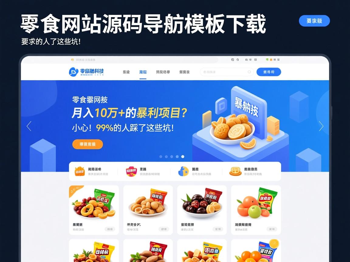 零食网站源码导航模板下载,月入10万+的暴利项目?小心!99%的人踩了这些坑!