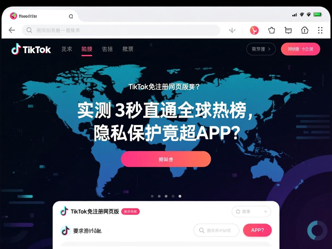 TikTok免注册网页版实测,3秒直通全球热榜,隐私保护竟超APP?