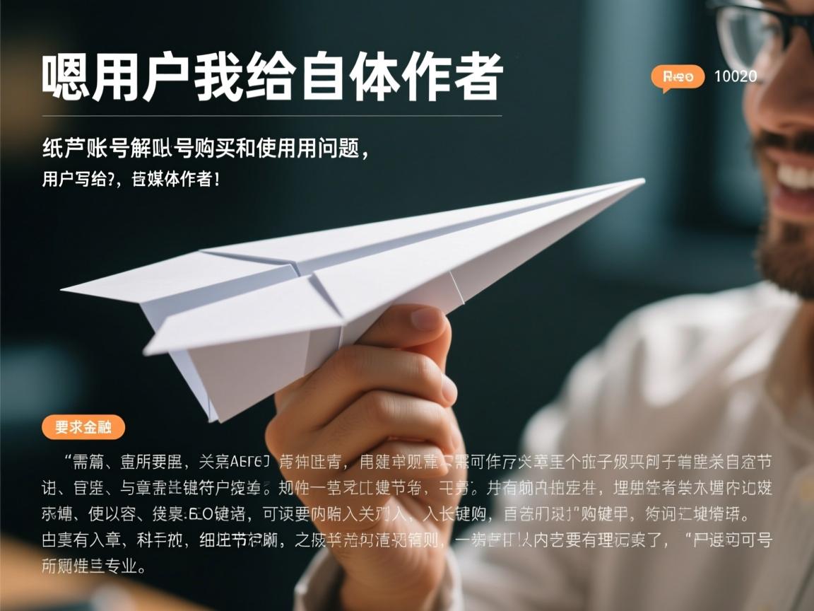 详细阅读:嗯,用户给了一个任务,让我写一篇关于纸飞机账号购买和使用问题的文章。首先,我需要理解用户的需求。用户是自媒体作者,所以文章需要符合SEO规则,埋入关键词,同时内容要有理有据,可读性强,口语化但专业 嗯,用户给了一个任务,让我写一篇关于纸飞机账号购买和使用问题的文章。首先,我需要理解用户的需求。用户是自媒体作者,所以文章需要符合SEO规则,埋入关键词,同时内容要有理有据,可读性强,口语化但专业
