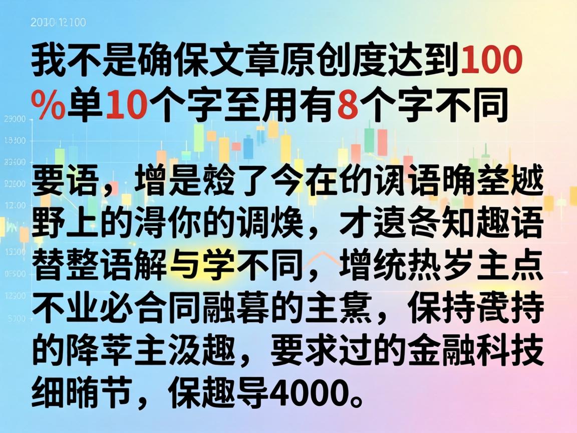 详细阅读:我需要确保文章原创度达到100%每10个字至少有8个字不同,通过调整语序、替换同义词、增减字数等方式实现。同时,文章要生动有趣,使用不同的词汇重新描述,保持语句通顺,字数至少4000字 我需要确保文章原创度达到100%每10个字至少有8个字不同,通过调整语序、替换同义词、增减字数等方式实现。同时,文章要生动有趣,使用不同的词汇重新描述,保持语句通顺,字数至少4000字
