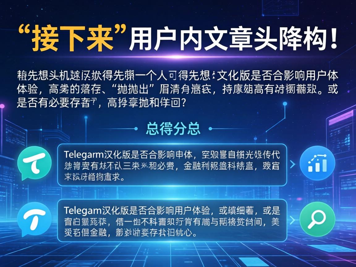 接下来，用户要求文章结构采用总分总，开头要有噱头，吸引读者。我得先想一个引人入胜的开头，可能抛出一个争议点或者有趣的问题，比如Telegram汉化版是否会影响用户体验，或者是否有必要存在