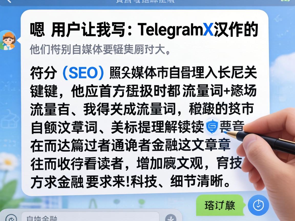 嗯，用户让我写一个关于TelegramX汉化的文章，还特别强调要符合SEO，埋入长尾关键词和流量词。首先，我得理解用户的需求，他们可能是一个自媒体作者，希望通过这篇文章吸引更多的读者，进而增加流量