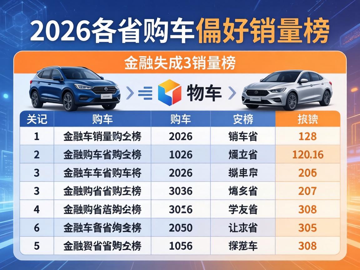 2026年2月各省购车偏好销量榜