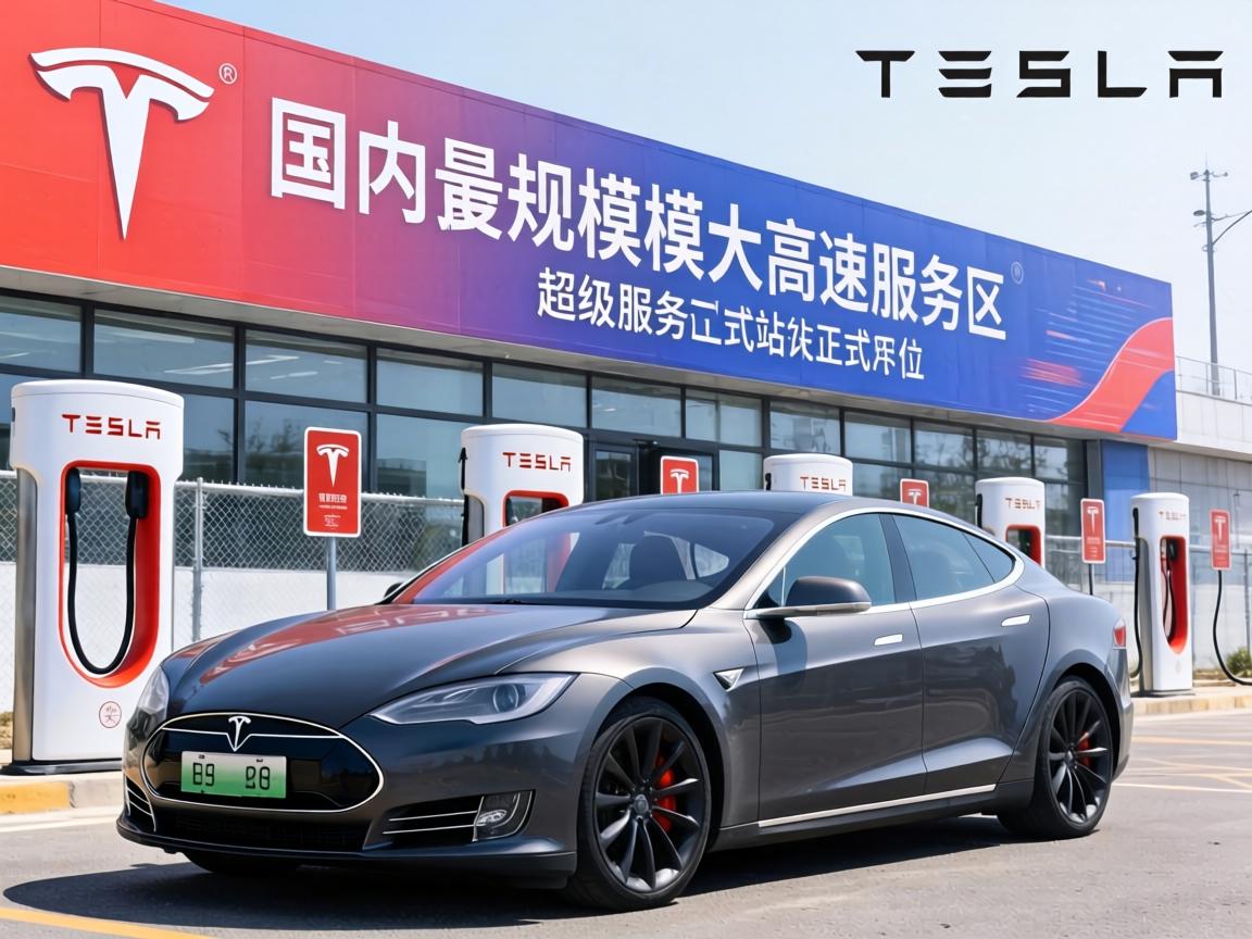 特斯拉国内规模最大高速服务区超级充电站正式启用